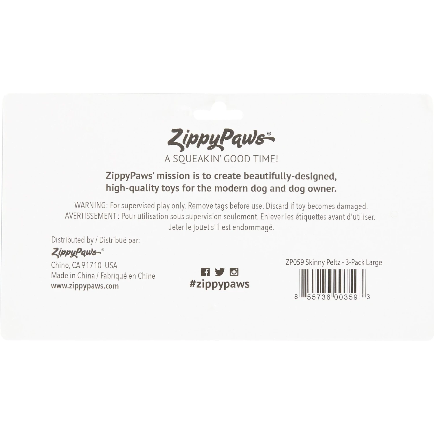 ZippyPaws Skinny Peltz No Stuffing Squeaky Plush Dog Toys, 3-pack 4 ZippyPaws Skinny Peltz No Stuffing Squeaky Plush Dog Toys, 3-pack - Image 4