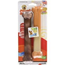 Nylabone Power Chew Flavor Frenzy Durable Dog Chew Toys Twin Pack Funnel Cake & Shish Kabob