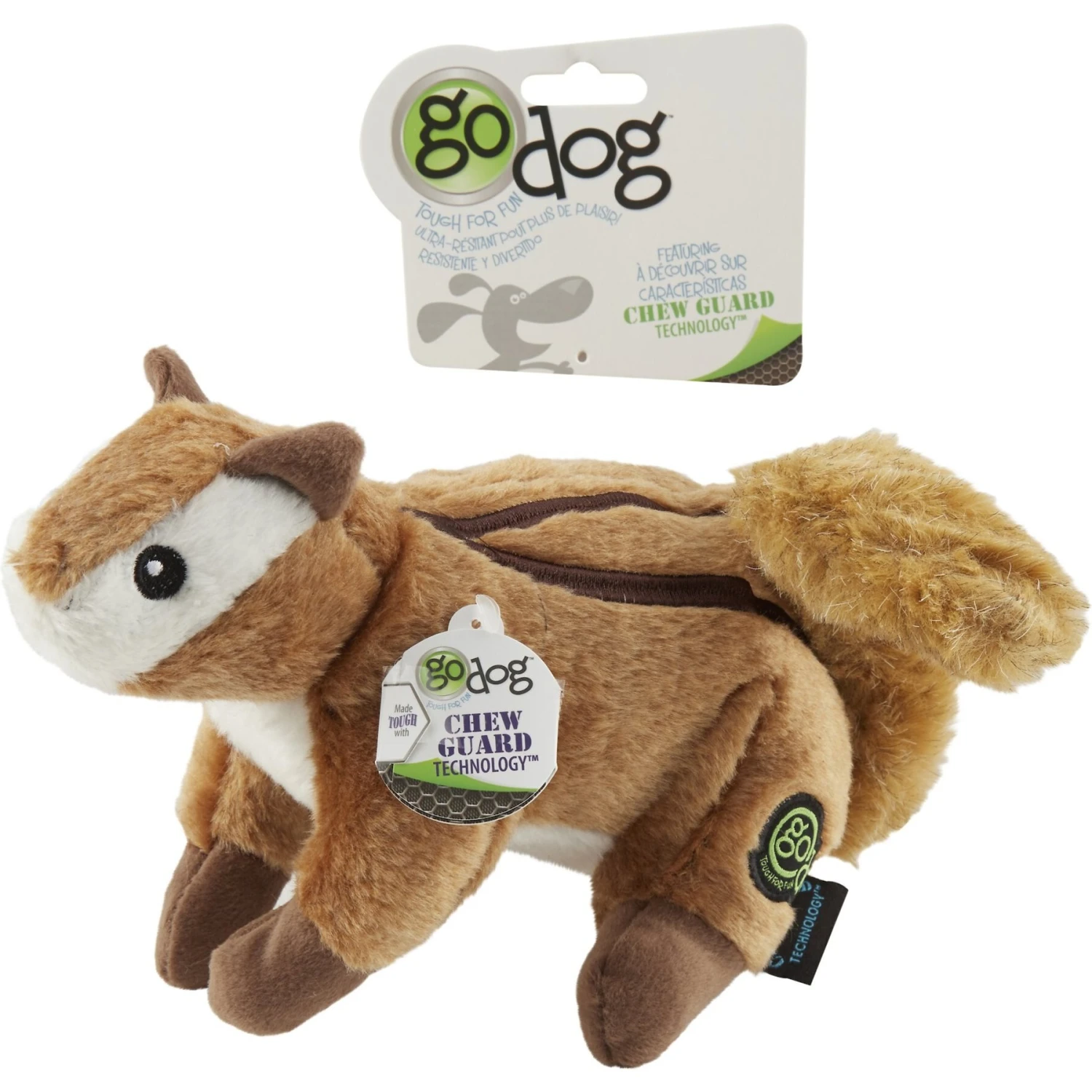 GoDog Wildlife Chew Guard Chipmunk Squeaky Plush Dog Toy 2 GoDog Wildlife Chew Guard Chipmunk Squeaky Plush Dog Toy - Image 2
