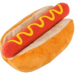P.L.A.Y. Pet Lifestyle And You American Classic Food Hot Dog Squeaky Plush Dog Toy