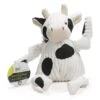HuggleHounds Barnyard Durable Plush Corduroy Knottie Cow Squeaky Dog Toy
