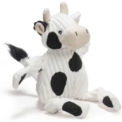 HuggleHounds Barnyard Durable Plush Corduroy Knottie Cow Squeaky Dog Toy -Pet Toys Shop 145373 PT3. AC SS1800 V1601034401