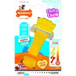 Nylabone Puppy Chew Freezer Dog Toy Teething Chew Chilling Cloth Lamb & Apple