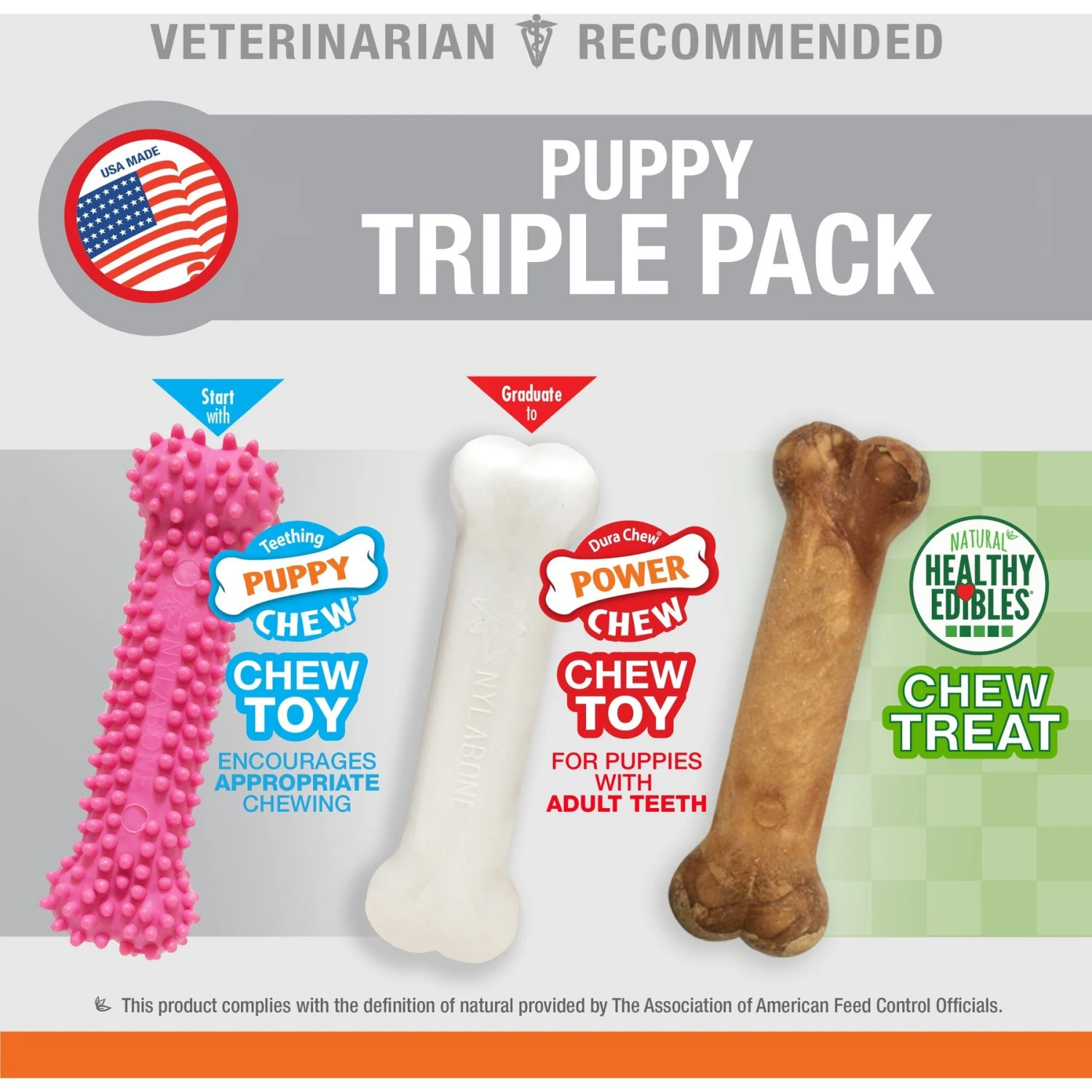 Nylabone Puppy Chew Variety Toy & Treat Triple Pack 3 Nylabone Puppy Chew Variety Toy & Treat Triple Pack - Image 3