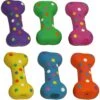 Multipet Polka Dot Bone Squeaky Plush Dog Toy, Color Varies