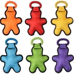 Multipet Cross-Ropes Tug 'O Man Squeaky Plush Dog Toy, Color Varies