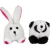 Zoobilee Squatter Panda & Rabbit Plush Puppy Toy, 2 Count