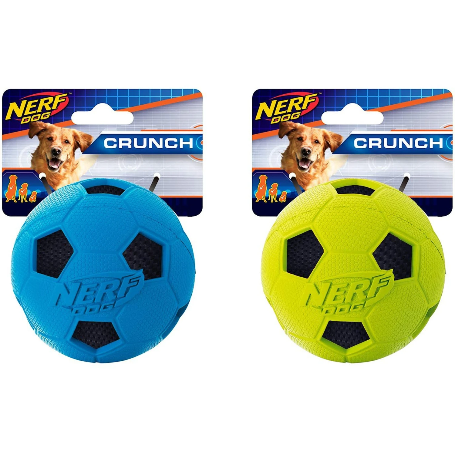 Nerf Dog Crunch Soccer Ball Dog Toy, 2 Count 1 Nerf Dog Crunch Soccer Ball Dog Toy, 2 Count