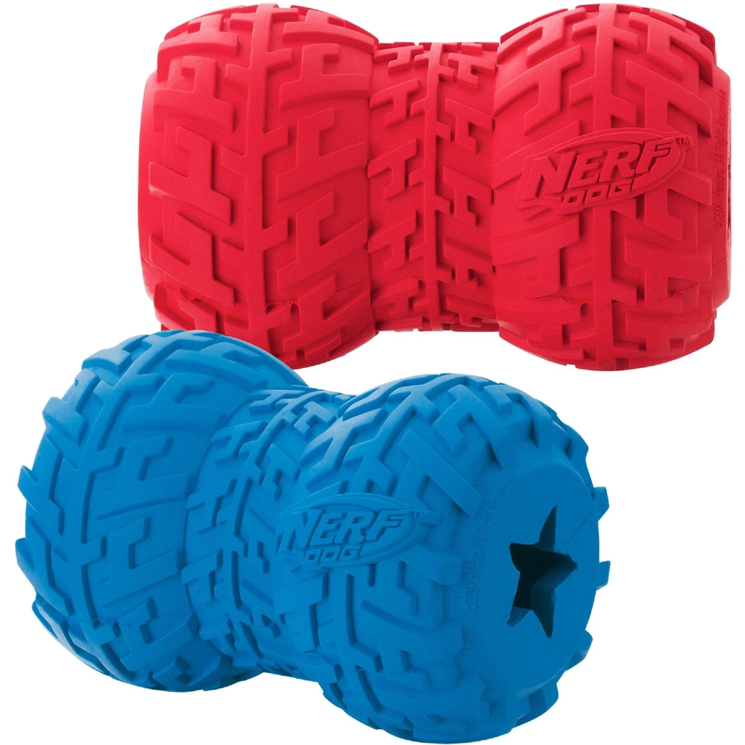 Nerf Dog Feeder Tire Dog Toy, Blue/Red, 2 Count 2 Nerf Dog Feeder Tire Dog Toy, Blue/Red, 2 Count - Image 2