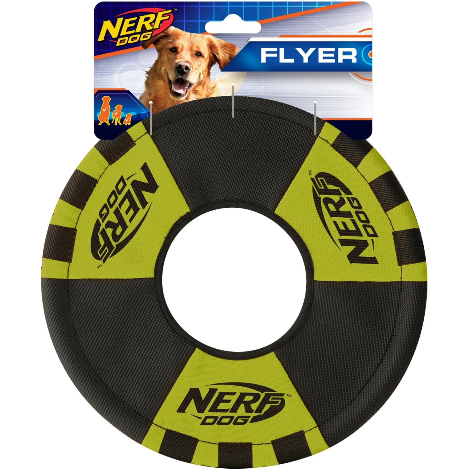 Nerf Dog Flyer Trackshot Toss Tug Ring Dog Toy, 9-in 1 Nerf Dog Flyer Trackshot Toss Tug Ring Dog Toy, 9-in