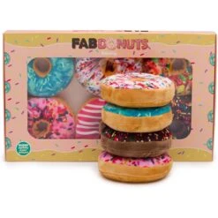 Fab Dog Box Of Doughnuts Squeaky Stuffing-Free Plush Dog Toy