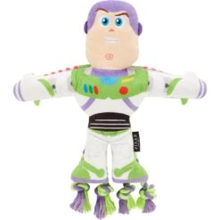 Pixar Buzz Lightyear Plush With Rope Squeaky Dog Toy