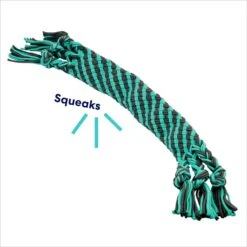 Frisco Flat Teal & Gray Braided Rope Squeaky Fetch Dog Toy -Pet Toys Shop 242127 PT2. AC SS1800 V1695748438