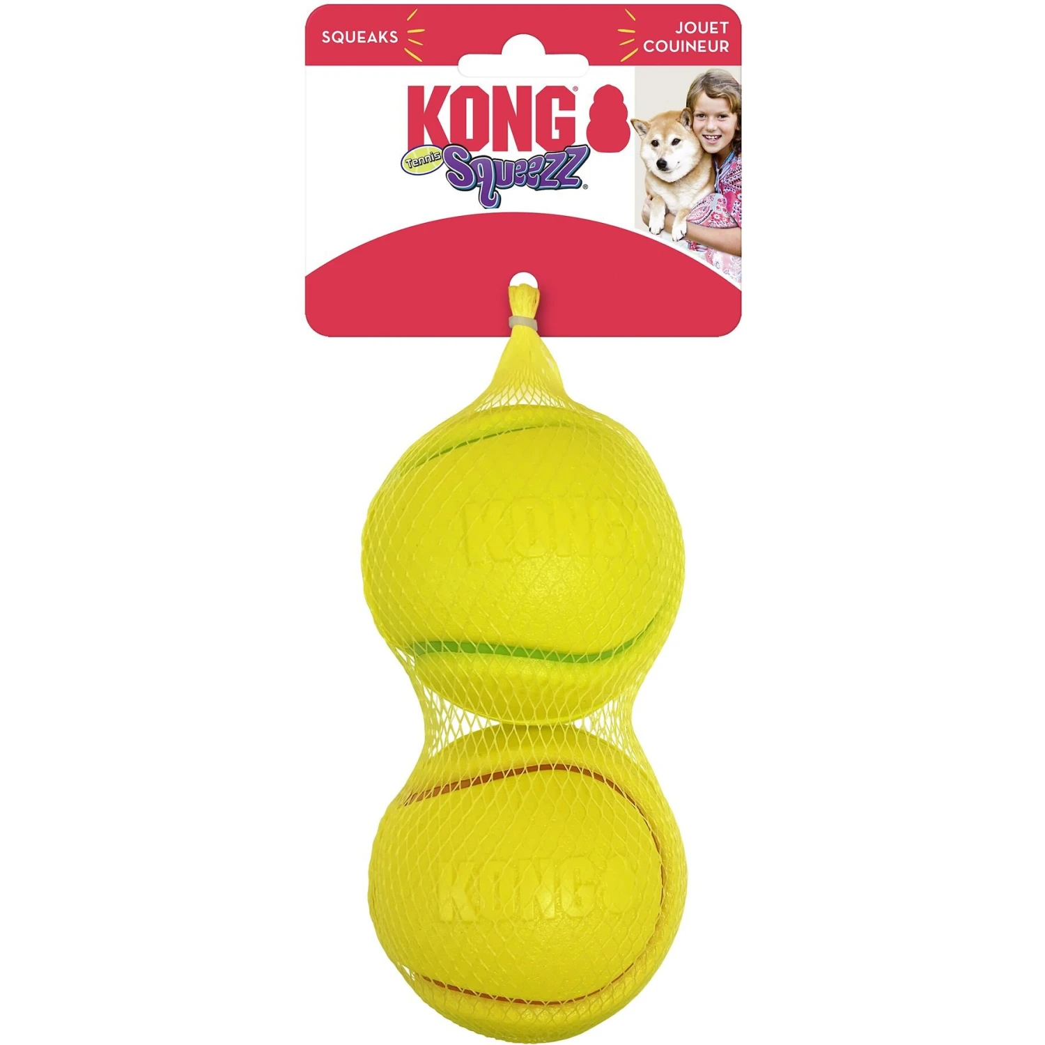 KONG Squeezz Tennis Double Assorted Dog Toy, Color Varies 4 KONG Squeezz Tennis Double Assorted Dog Toy, Color Varies - Image 4