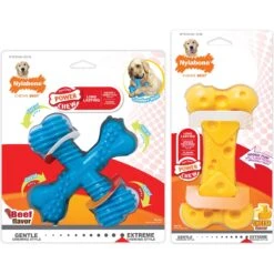 Nylabone Power Chew Tough Chew Toys For Dogs Bundle Beef & Cheese