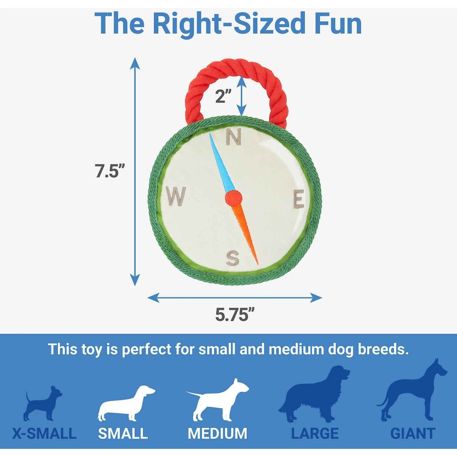 Frisco Camping Compass Plush With Rope Squeaky Dog Toy 2 Frisco Camping Compass Plush With Rope Squeaky Dog Toy - Image 2