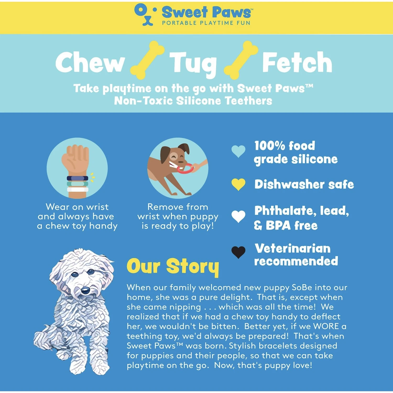 Sweet Paws Wearable Puppy Teether Stack Dog Chew Toy 6 Sweet Paws Wearable Puppy Teether Stack Dog Chew Toy - Image 6