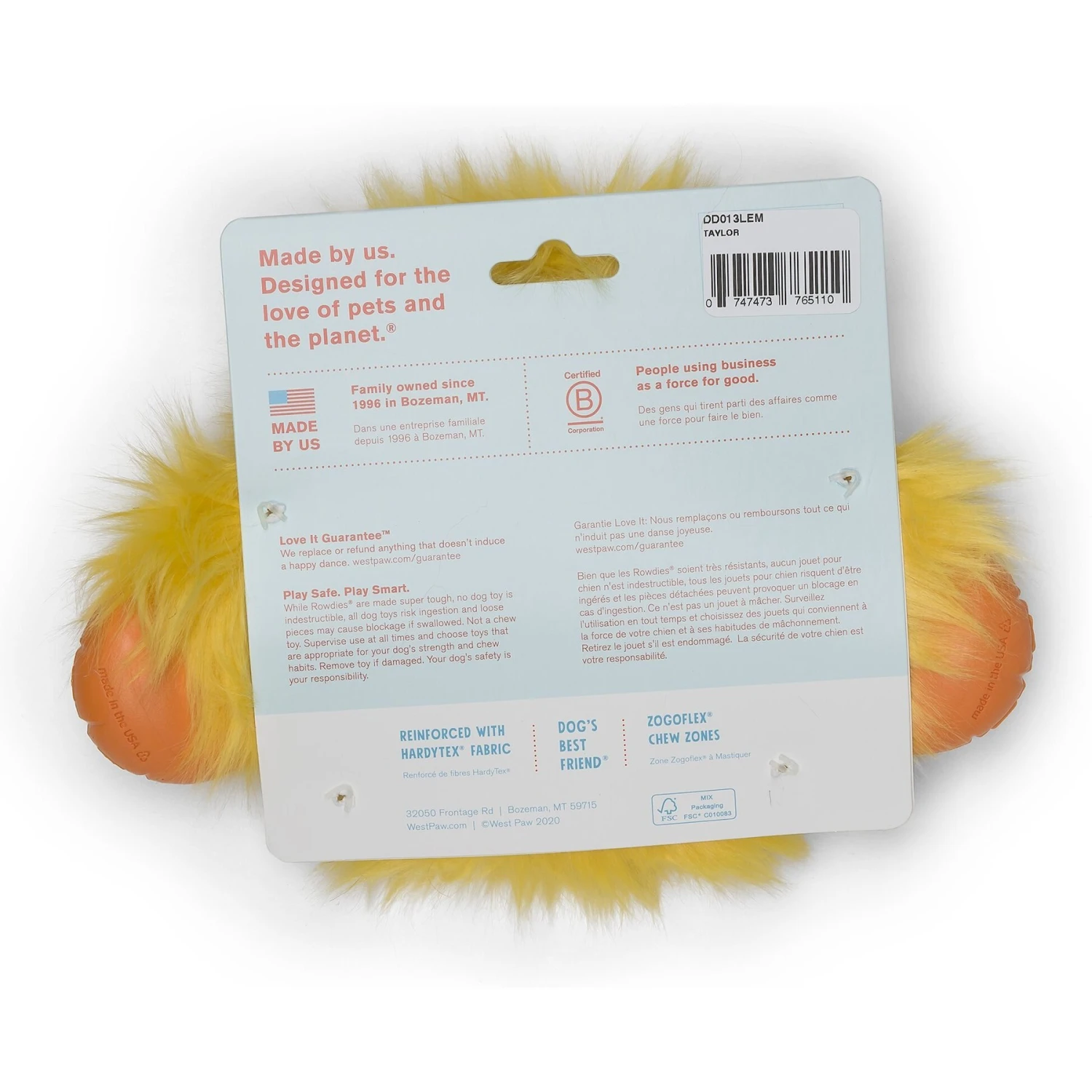 West Paw Taylor Squeaky Plush Dog Toy 5 West Paw Taylor Squeaky Plush Dog Toy - Image 5