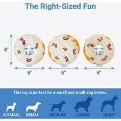 Frisco Fall Maple Bacon Donuts Plush Squeaky Dog Toy, 3 Count -Pet Toys Shop 285613 PT2. AC SS1800 V1633969278