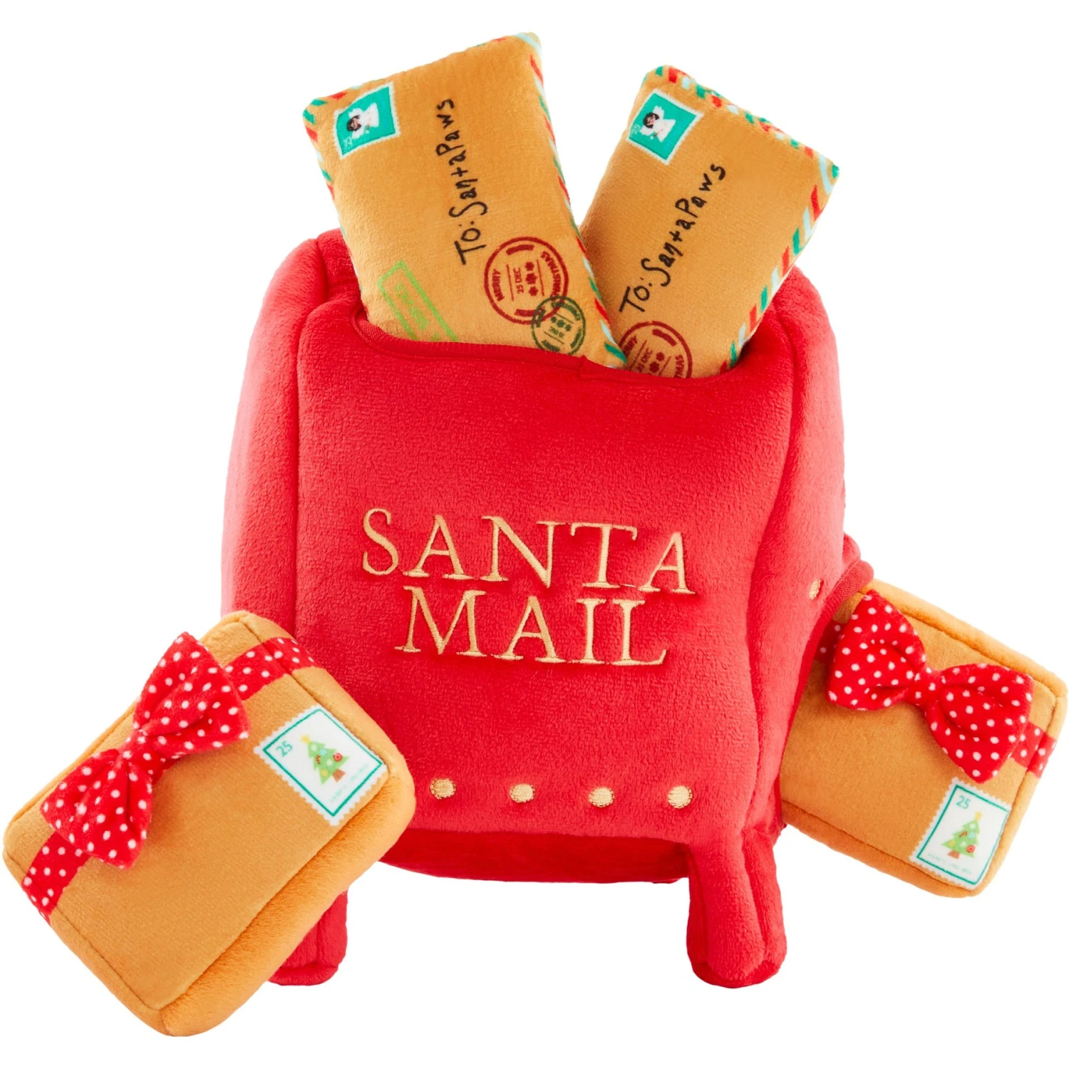 Frisco Holiday North Pole Mailbox Hide & Seek Puzzle Plush Squeaky Dog Toy 1 Frisco Holiday North Pole Mailbox Hide & Seek Puzzle Plush Squeaky Dog Toy