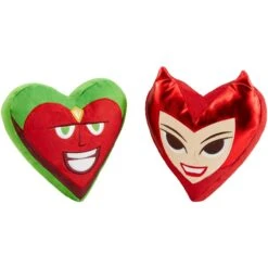 Marvel 's Valentine Scarlet Witch & Vision Hearts Plush Squeaky Dog Toy