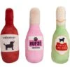 Pearhead Beer, Wine & Rose Plush Dog Toys, 3 Count