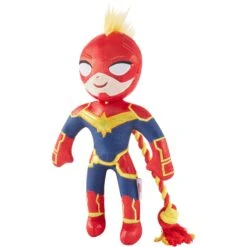 Marvel 's Captain Marvel Plush With Rope Squeaky Dog Toy