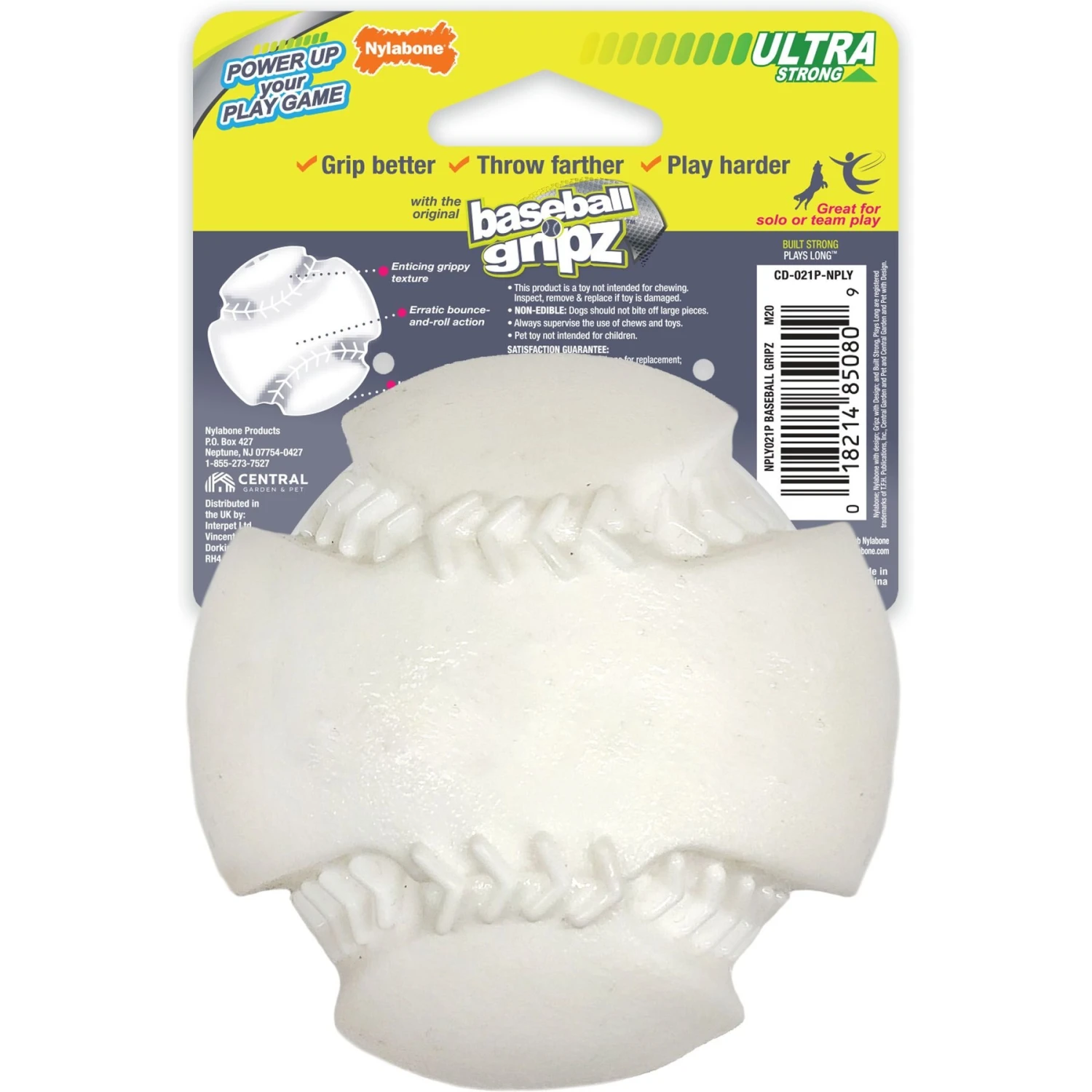 Nylabone Power Play Dog Baseball Gripz Dog Toy 7 Nylabone Power Play Dog Baseball Gripz Dog Toy - Image 7