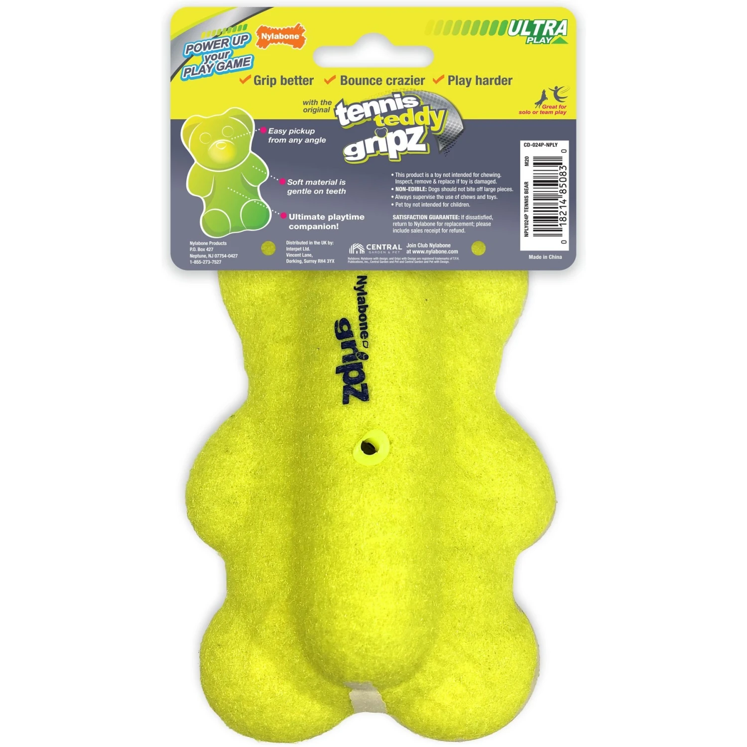 Nylabone Power Play Tennis Teddy Gripz Dog Toy 6 Nylabone Power Play Tennis Teddy Gripz Dog Toy - Image 6
