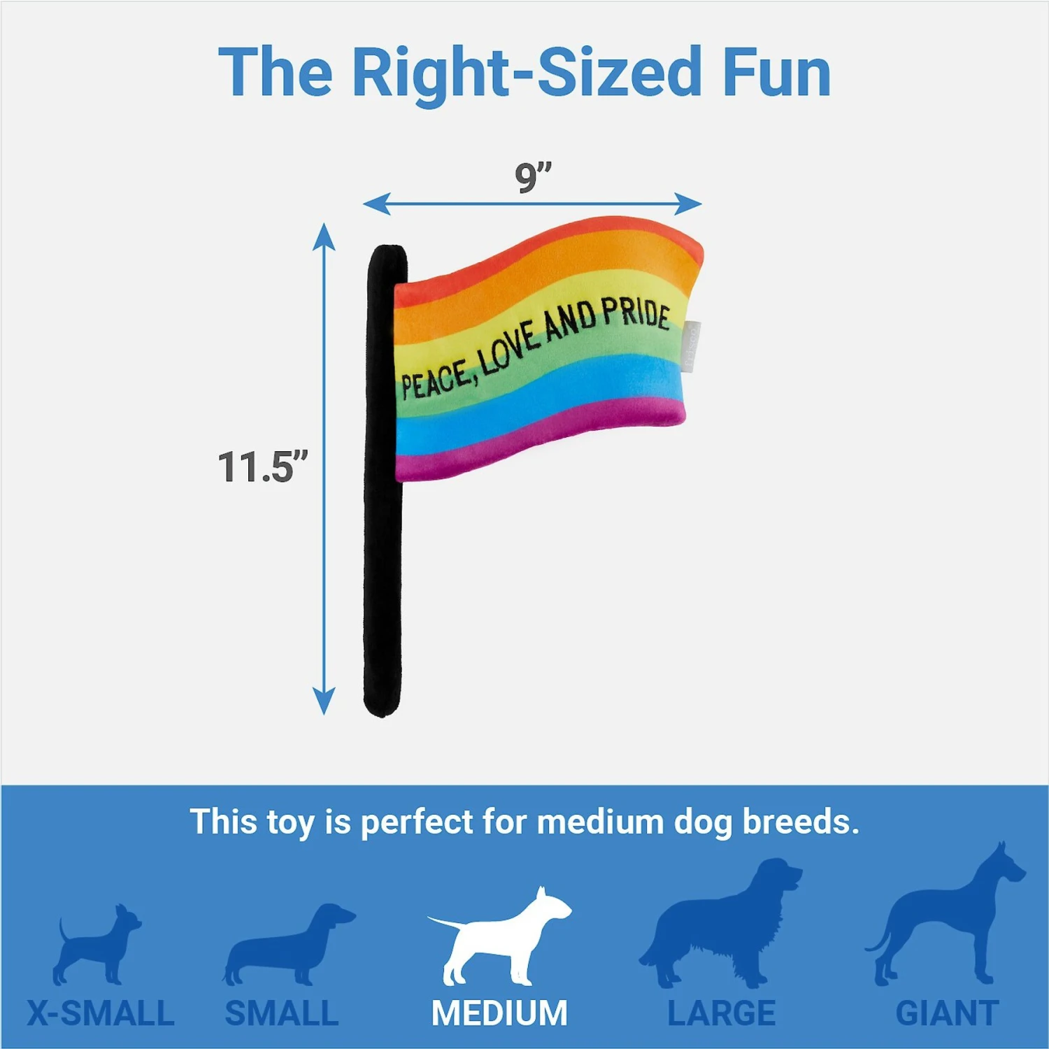 Frisco Pride Flag Flat Squeaky Dog Toy 2 Frisco Pride Flag Flat Squeaky Dog Toy - Image 2