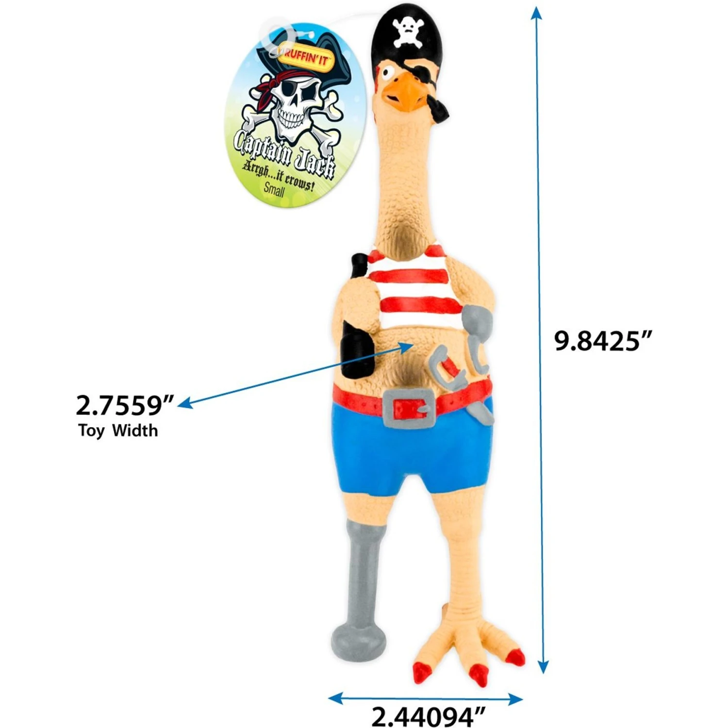 RUFFIN' IT Captain Jack Rubber Chicken Dog Toy 2 RUFFIN' IT Captain Jack Rubber Chicken Dog Toy - Image 2