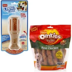 Hartz Chew 'n Clean Chicken Flavored Drumstick Dog Treat & Chew Toy & Hartz Oinkies Porkalicious Jerky Chicken Natural Chew Dog Treats