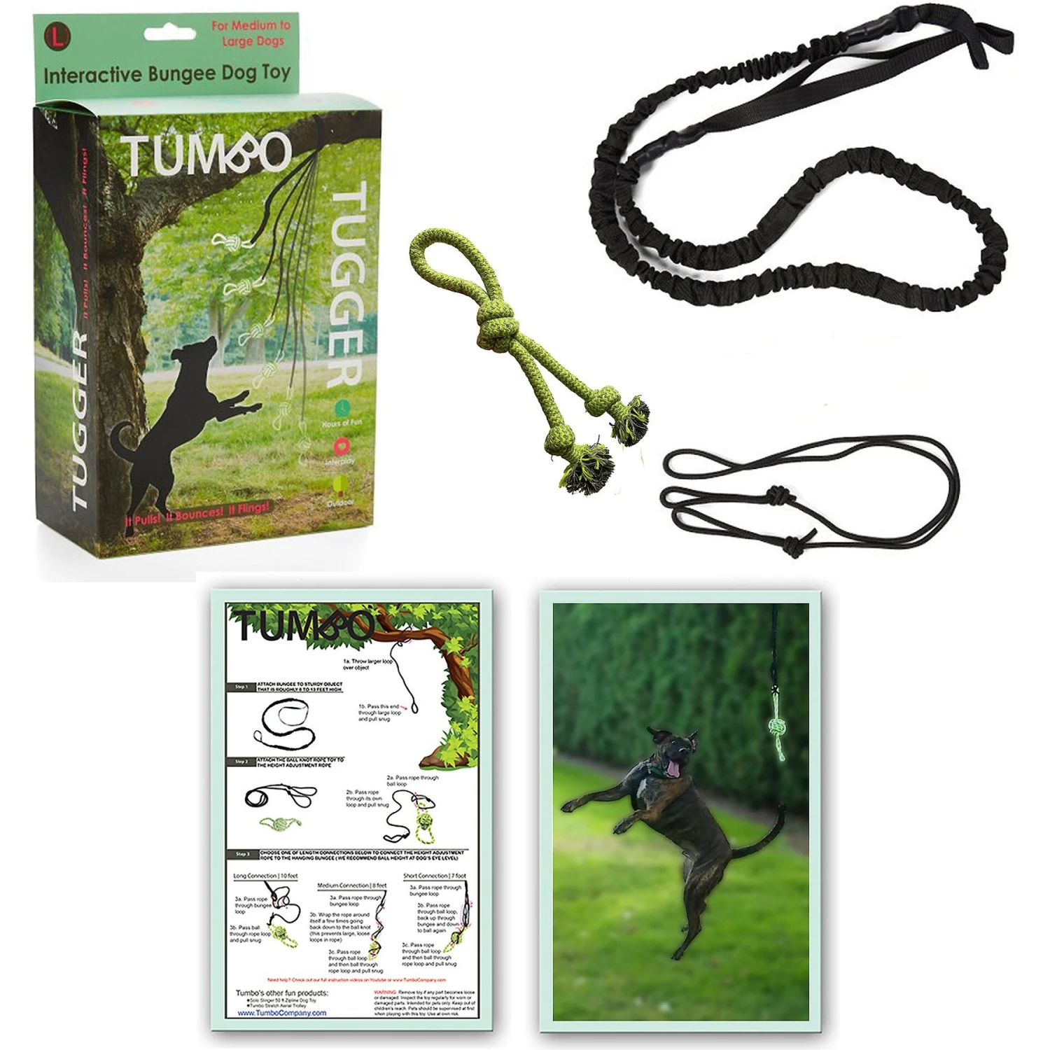 Tumbo Tugger Dog Toy, Green, Large 1 Tumbo Tugger Dog Toy, Green, Large