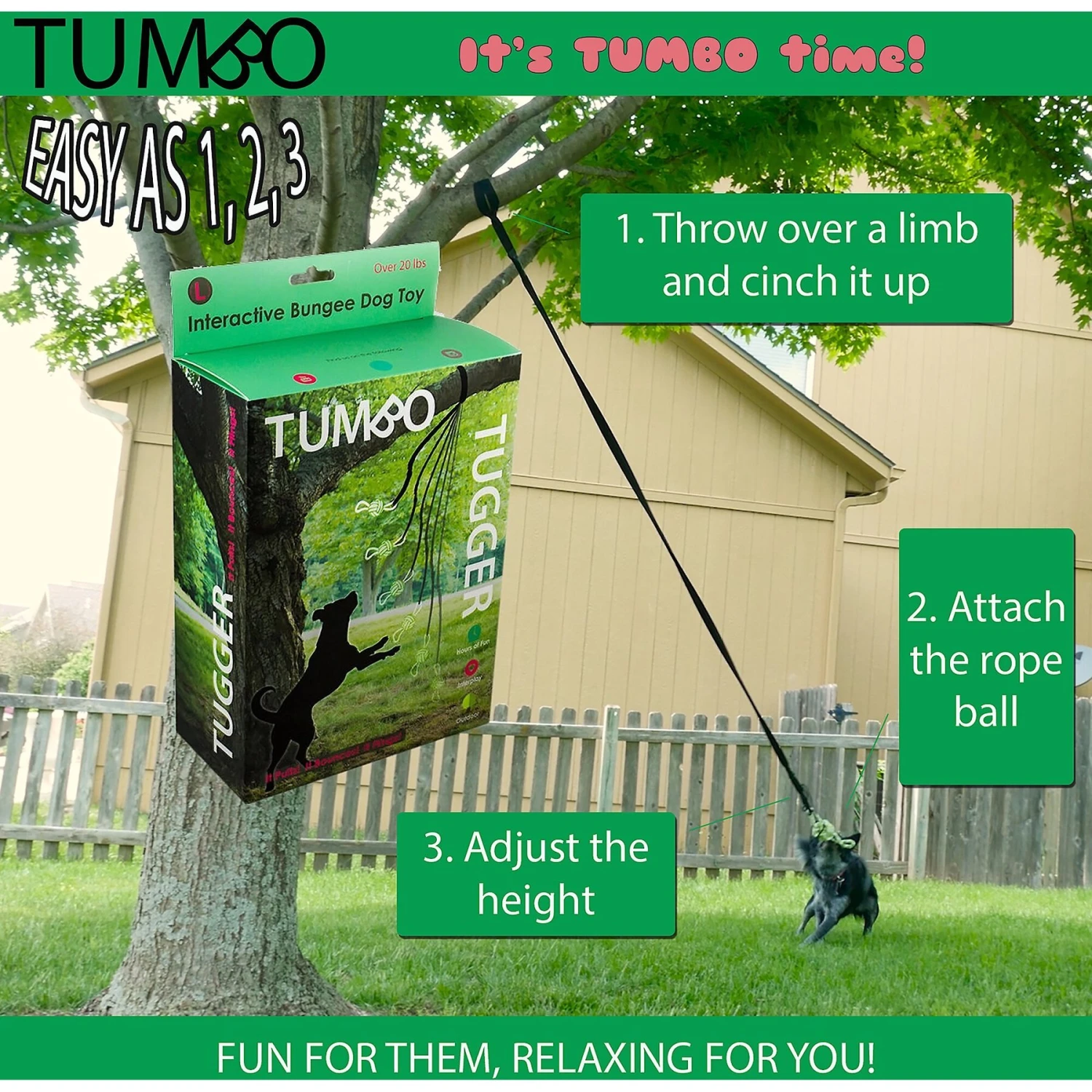 Tumbo Tugger Dog Toy, Green, Large 3 Tumbo Tugger Dog Toy, Green, Large - Image 3