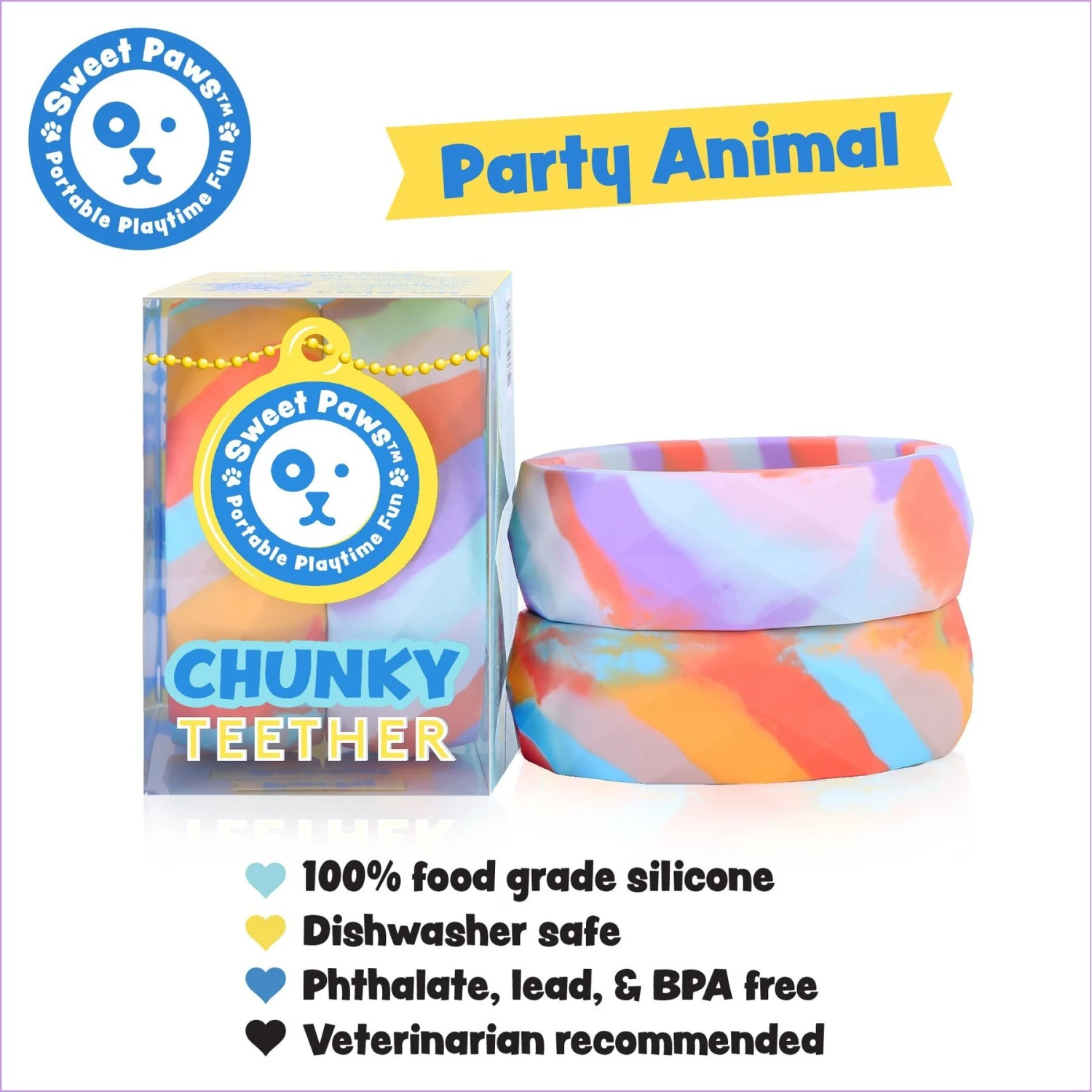 Sweet Paws Chunky Wearable Puppy Teether Stack Dog Toy, 2 Count 3 Sweet Paws Chunky Wearable Puppy Teether Stack Dog Toy, 2 Count - Image 3