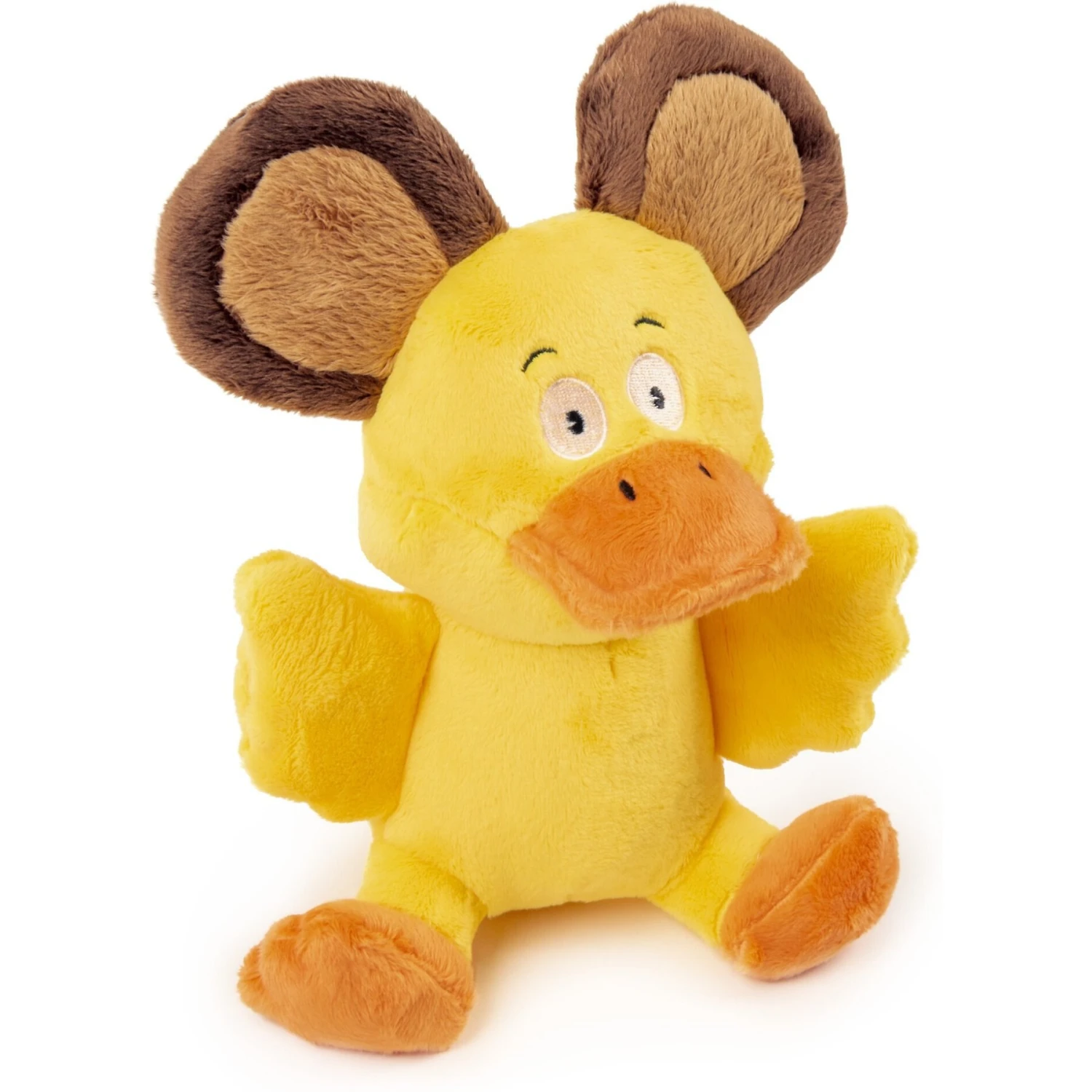 GoDog Silent Squeak Flips Duck Bear Dog Toy, Yellow, Large 2 GoDog Silent Squeak Flips Duck Bear Dog Toy, Yellow, Large - Image 2