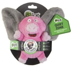 GoDog Silent Squeak Flips Pig Elephant Dog Toy, Pink, Small