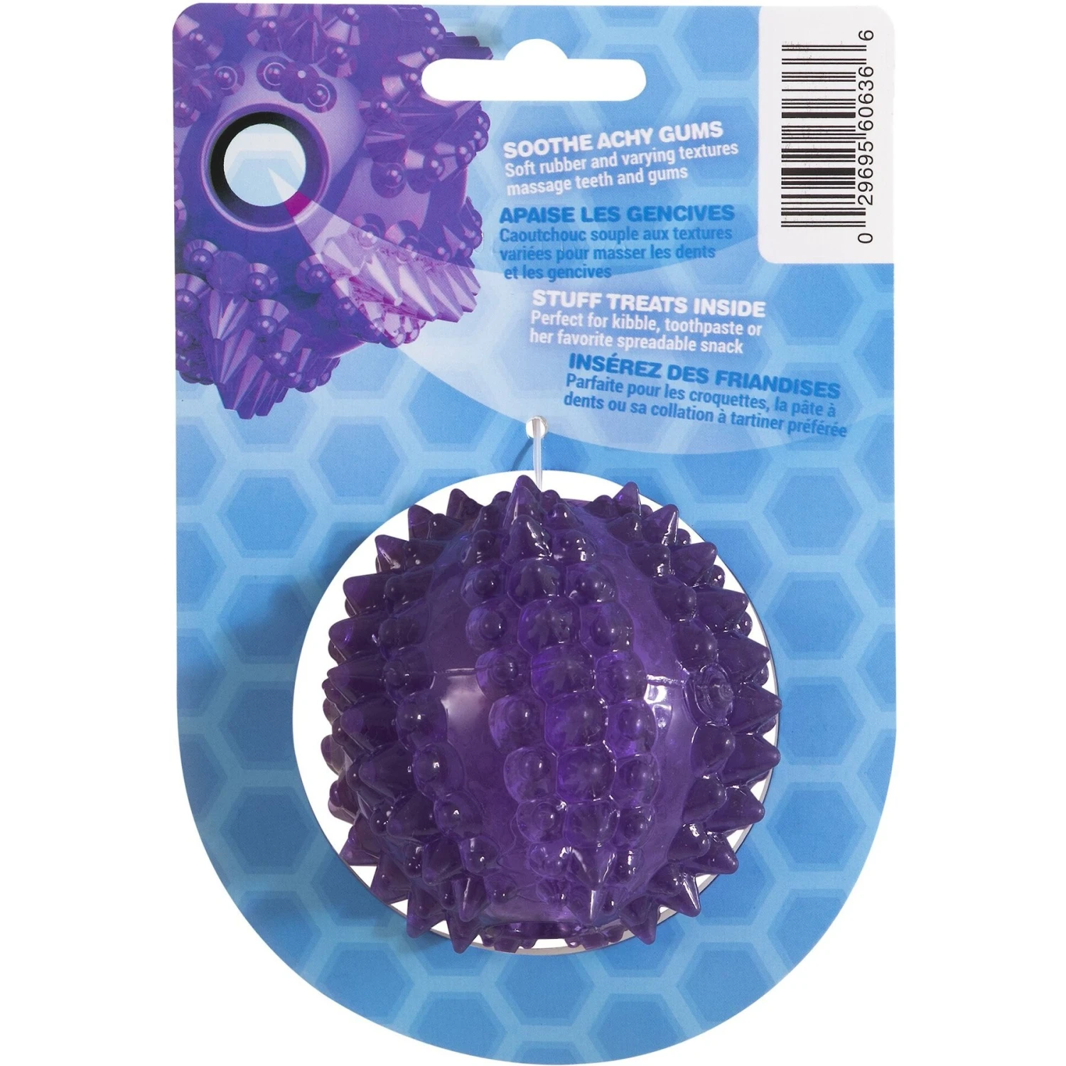 JW Pet Bristly Cactus Ball Dog Toy, Purple 2 JW Pet Bristly Cactus Ball Dog Toy, Purple - Image 2