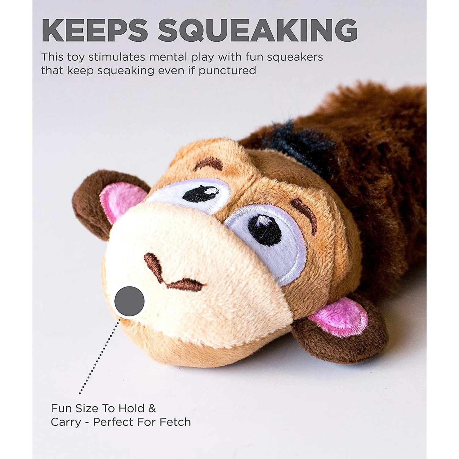 Petstages Monkey Stuffing-Free Squeaky Dog Plush Toy 3 Petstages Monkey Stuffing-Free Squeaky Dog Plush Toy - Image 3