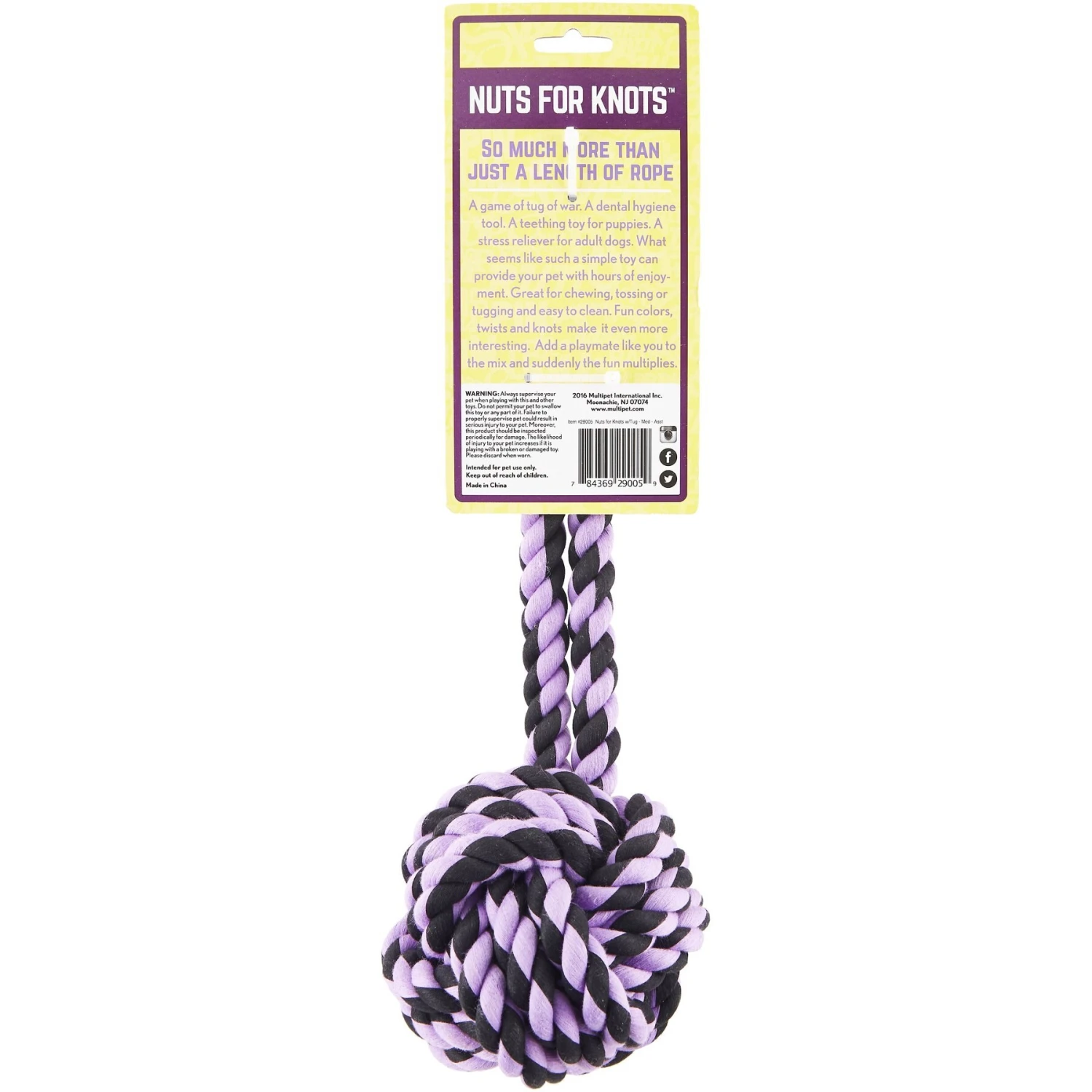 Multipet Nuts For Knots Heavy Duty Rope With Tug Dog Toy, Color Varies 2 Multipet Nuts For Knots Heavy Duty Rope With Tug Dog Toy, Color Varies - Image 2