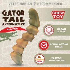 Nylabone Power Chew Gator Tail Alternative Chicken Flavor Dog Chew Toy, Large -Pet Toys Shop 686822 PT2. AC SS1800 V1674161430