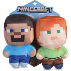 Fetch For Pets Minecraft Steve & Alex Figure Plush Squeaky Dog Toy, Small, 2 Count