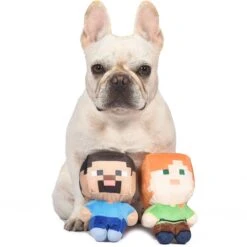 Fetch For Pets Minecraft Steve & Alex Figure Plush Squeaky Dog Toy, Small, 2 Count -Pet Toys Shop 728718 PT3. AC SS1800 V1682608582