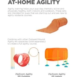 Outward Hound Zip & Zoom Closed Tunnel Chute Attachment With Metal Stakes Dog Agility Kit, Orange -Pet Toys Shop 786494 PT2. AC SS1800 V1682628790