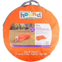 Outward Hound Zip & Zoom Closed Tunnel Chute Attachment With Metal Stakes Dog Agility Kit, Orange -Pet Toys Shop 786494 PT5. AC SS1800 V1682620012