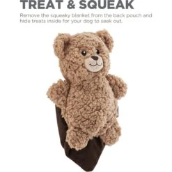 Outward Hound Blanket Buddies Brown Bear Small Blacket Treat & Squeaky Dog Toy, Brown -Pet Toys Shop 786718 PT3. AC SS1800 V1682621970