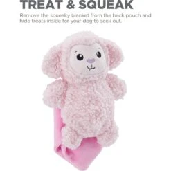 Outward Hound Blanket Buddies Pink Lamb Small Blacket Treat & Squeaky Dog Toy, Pink -Pet Toys Shop 786750 PT3. AC SS1800 V1682620005
