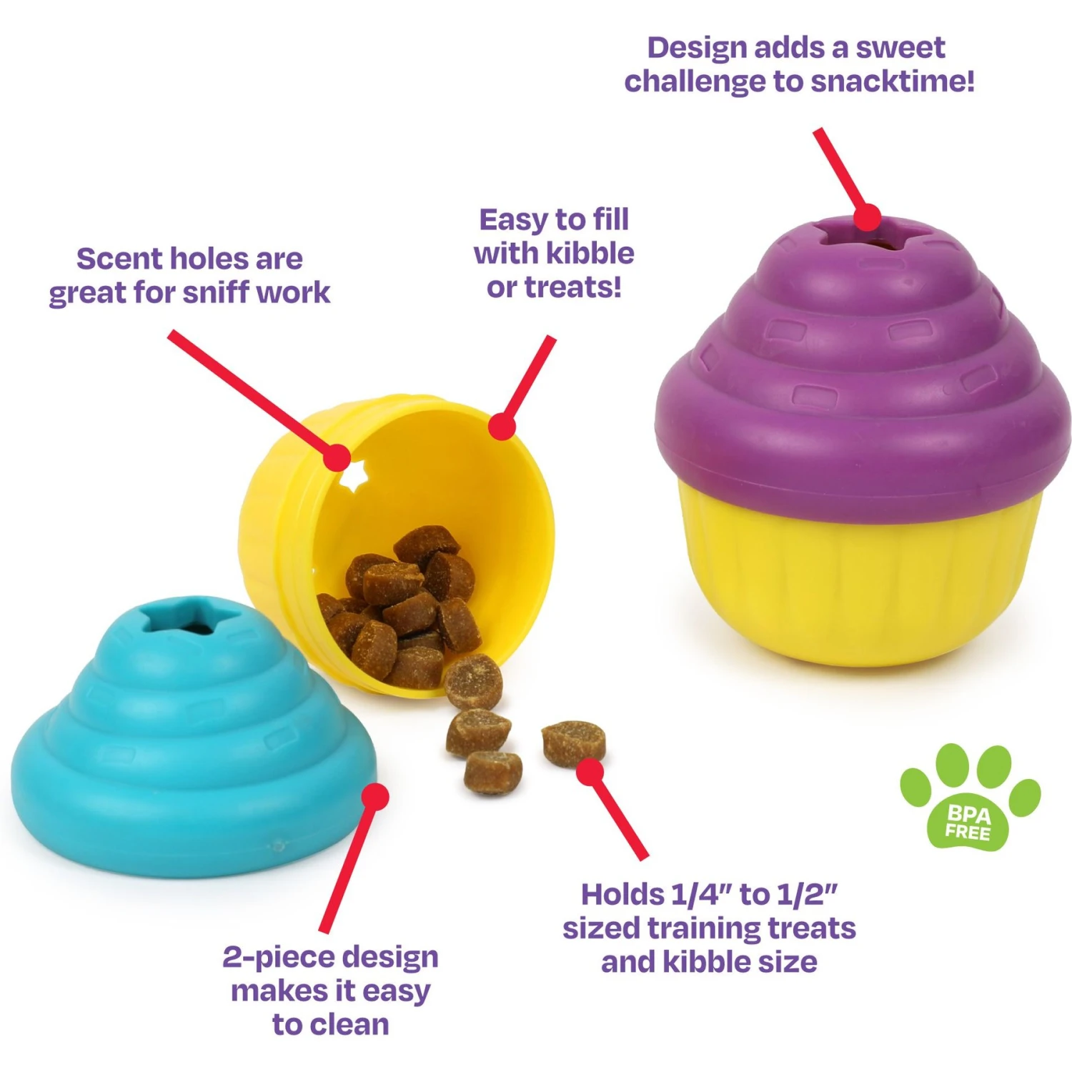 Brightkins Cupcake Treat Dispensing Dog Toy, Large 2 Brightkins Cupcake Treat Dispensing Dog Toy, Large - Image 2