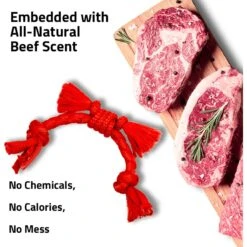 Playology Puppy Sensory Rope Beef Dog Toy, Red, Small -Pet Toys Shop 839174 PT2. AC SS1800 V1683740483