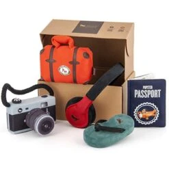 P.L.A.Y. Pet Lifestyle And You Globetrotter Set Plush Squeaky Dog Toy, 5 Count